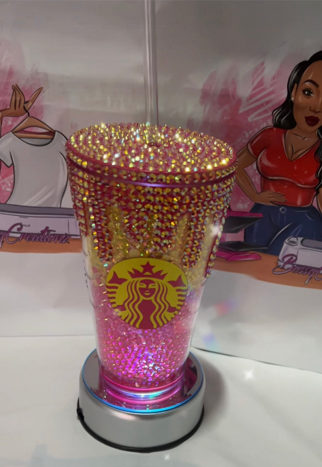 Pink Lemonade Starbucks bling tumbler